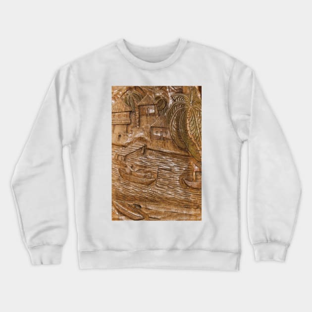 Wood Carvings At Atolera Yoselin - 3 © Crewneck Sweatshirt by PrinceJohn